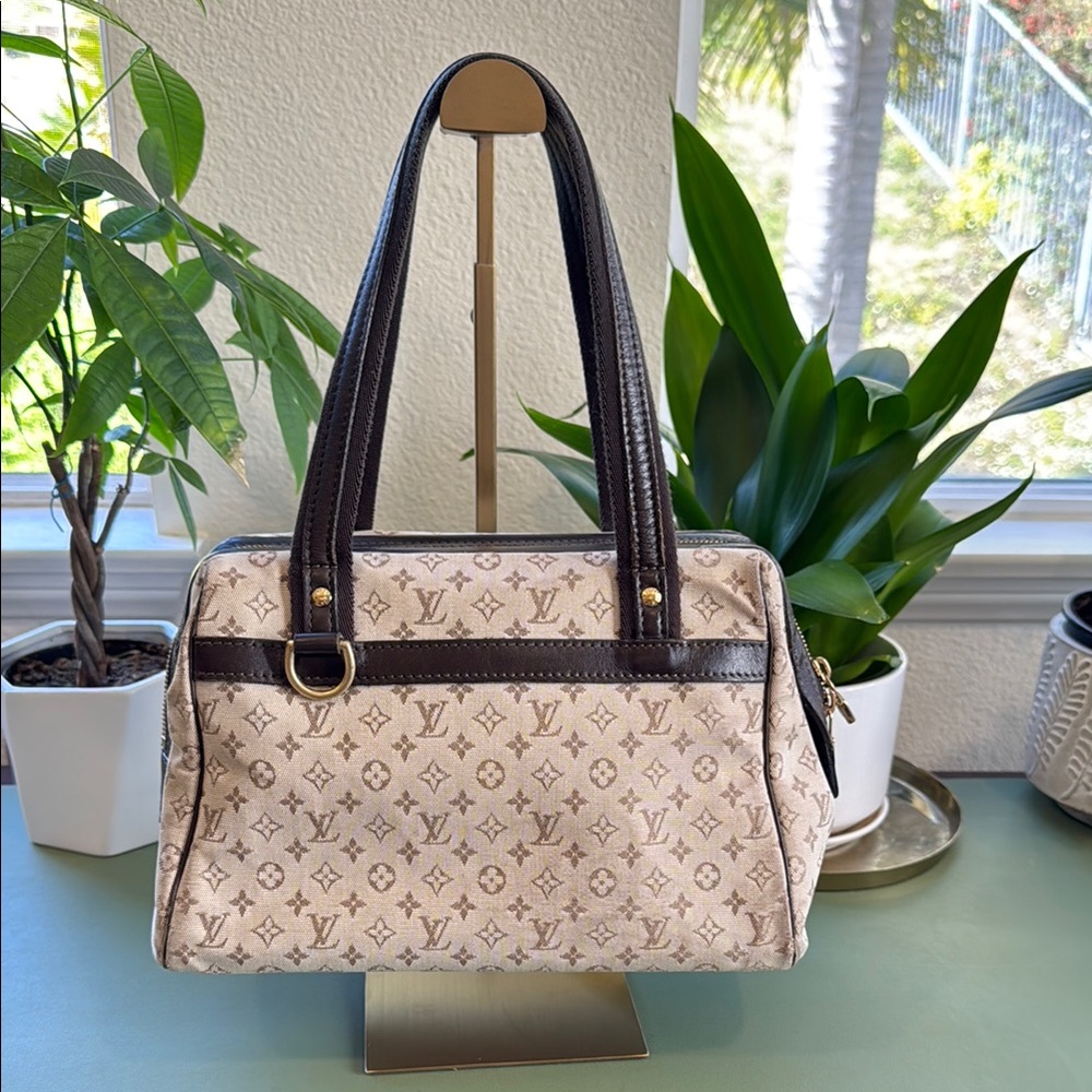 Louis Vuitton Brown and Cream Mini Lin Monogram Satchel